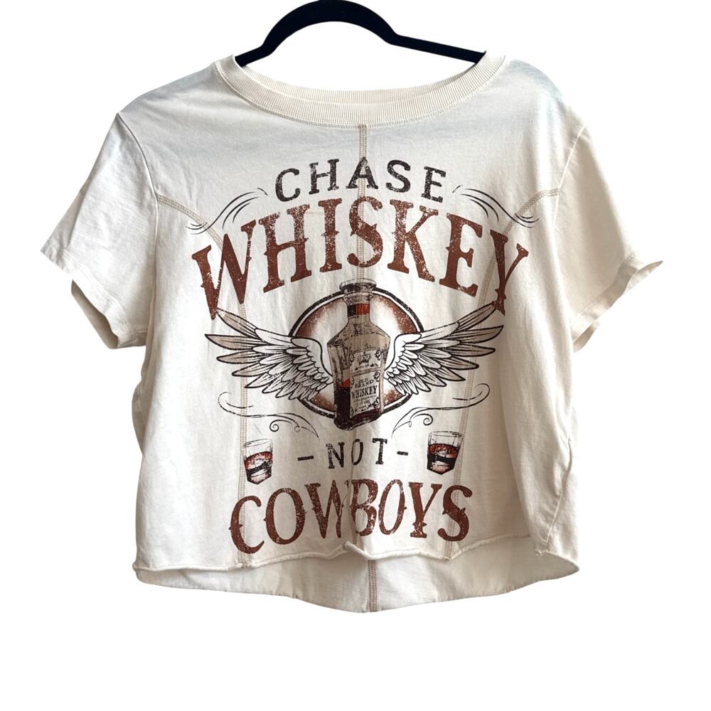 Shyanne Cream Cropped  Western Rustic Graphic Tee (Chase Whiskey Not Cowboys)